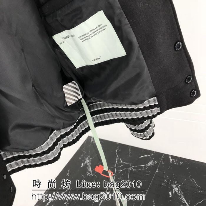 OW18FW 素描箭頭毛呢 羊毛呢面料 超級厚實 保暖夾克棒球服 開模訂制原版四合扣 修身版型 情侶款 ydi2583
